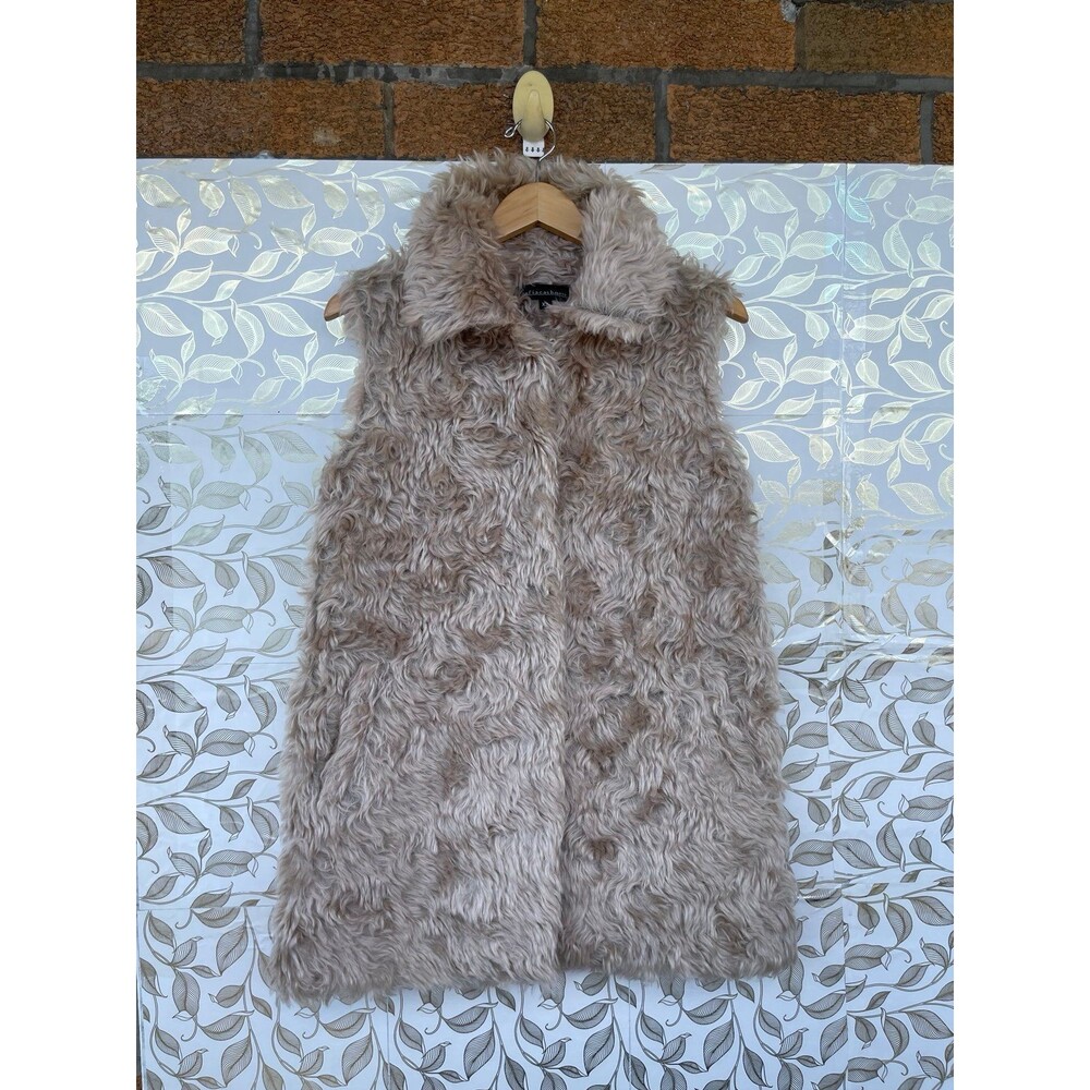 Sofia Cashmere Tan Mohair Shearling Vest Size XS Old Money Minimalist - Picture 2 of 12
